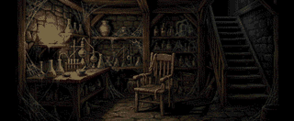 Captura del juego: el sótano convertido en laboratorio